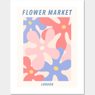 Flower market, London, Danish pastel aesthetic, Vibrant art, Floral art, Groovy abstract flowers Posters and Art